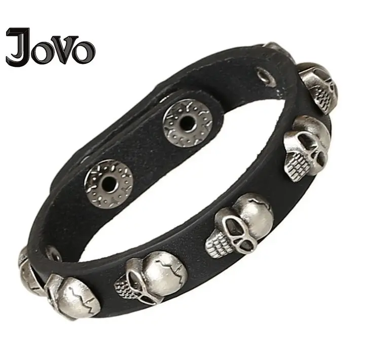 Buy New Punk Rock Charms Genuine Leather Bracelets Men