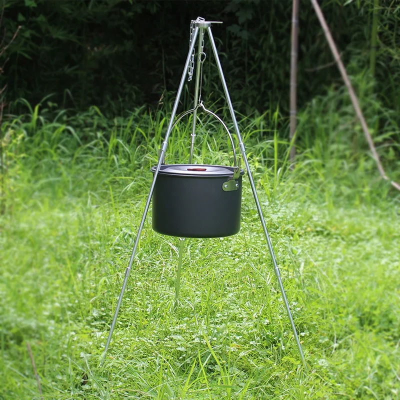 Picnic al aire libre telescópica cocina trípode Portable colgante Pot Camping trípode Campfire Grill Stand