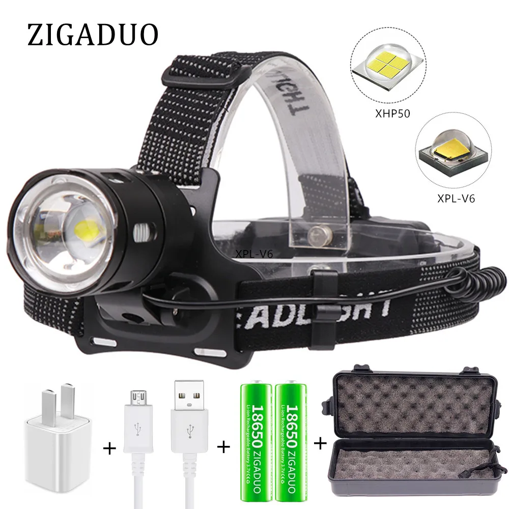 

30000LM USB Headlight XHP50 XPL-V6 LED Headlamp Head Lamp 18650 Head Flashlight Torch Lantern For Outdoor Camping Fishing