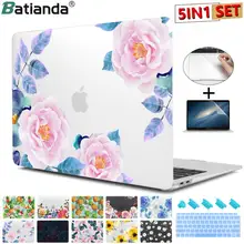 5 в 1 Набор, матовый чехол с цветочным принтом для Apple MacBook Pro Air 11 12 13 15 touch bar A1932 A1706, жесткий чехол с бесплатным подарком