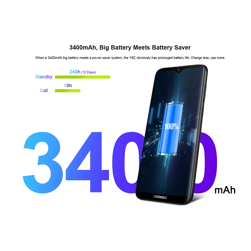  DOOGEE Y8C Android 8.1 6.1inch 19:9 Smartphone MTK6580 1GB RAM 16GB ROM 3400mAh Dual SIM 8MP+5MP Wa - 32997232235