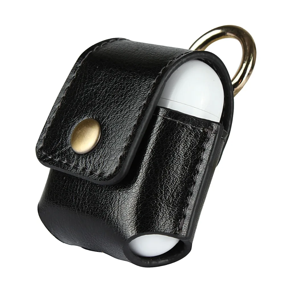 

For Apple AirPods 2 Leather Protective Case Box for Airpods Simple Luxury Style Portable hook Cover