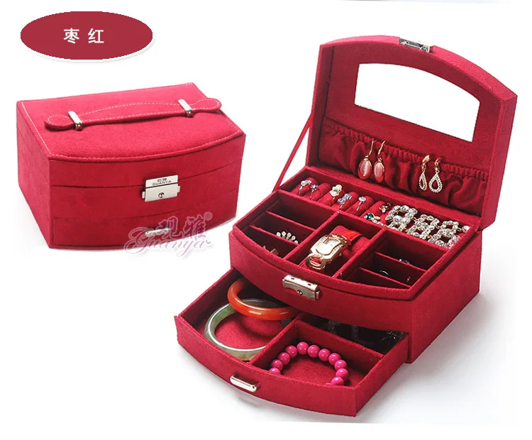 

2018 Fleece Jewelry Rings Storage Box Lattice Slot Jewelry Organizer Watch Box Display Storage Box Case Leather Square Jewelry