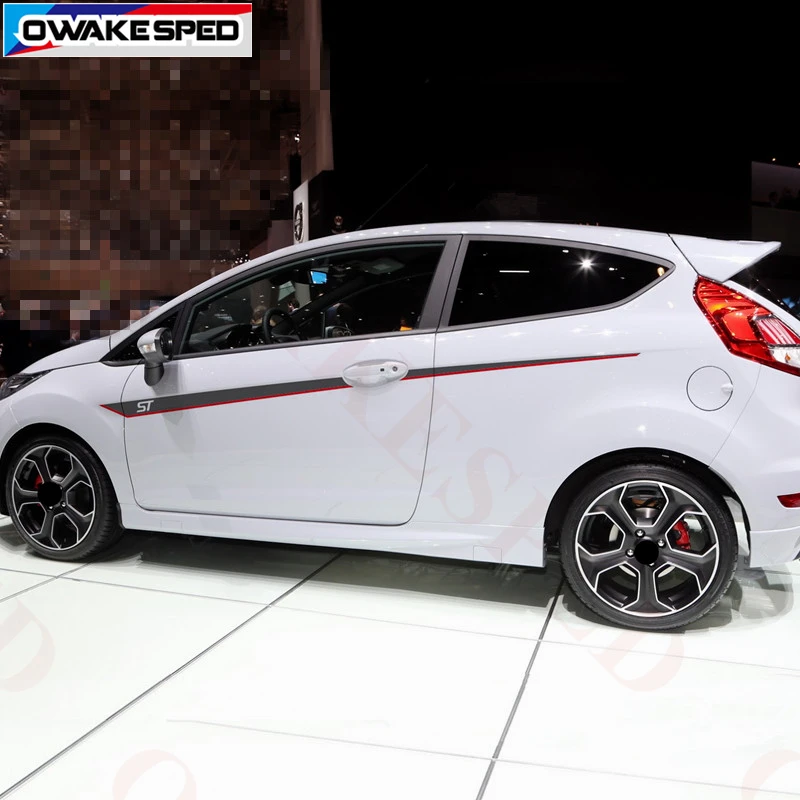 Гоночные спортивные полосы автомобильные наклейки на талию для Ford Fiesta ST RS Hatchback