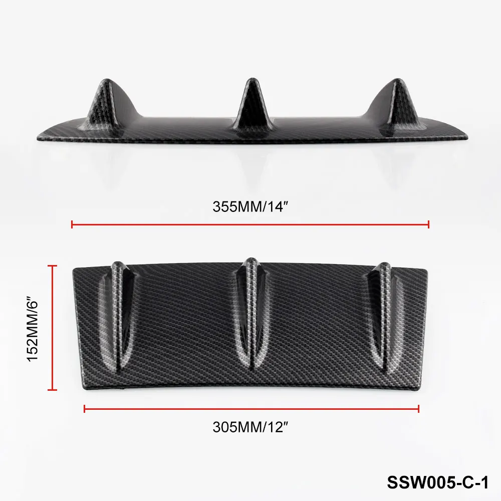 ABS пластик Универсальный черный Задний бампер губы шасси диффузор спойлер 3/5 плавник акулы СТИЛЬ SSW005-BK-2
