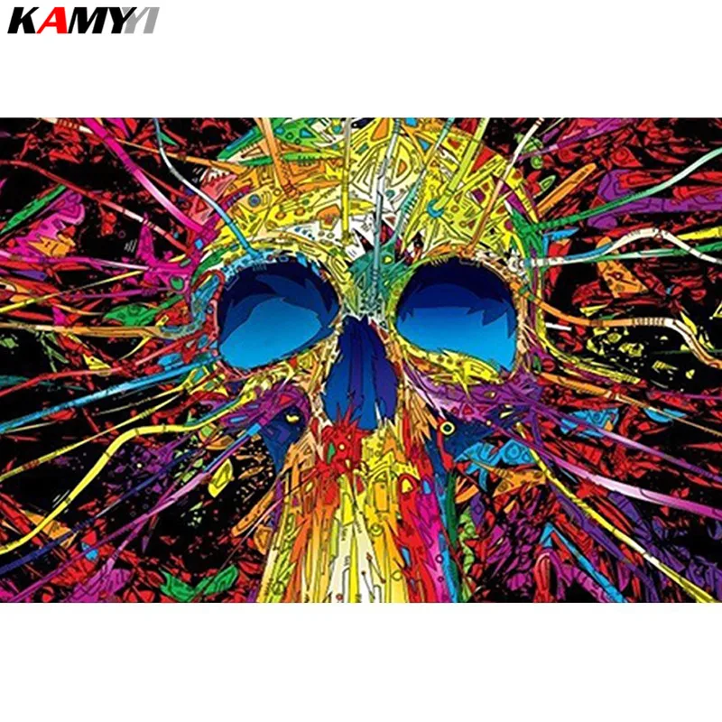 

Diamond Painting Skull Full Square Drill Diamond Embroidery Cartoon Cross Stitch Mosaic Skeleton Decoration Home Gift DIY XY1
