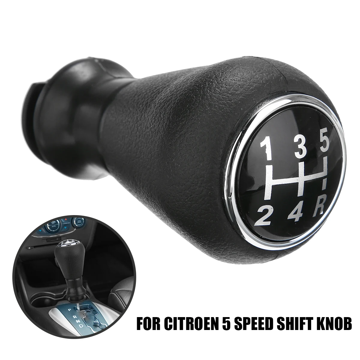 Universal Black 5 Speed Gear Stick Shift Knob Dedicated Replacement for CITROEN C1 C3 C4 for Peugeot 206 207 306 307 100*46mm