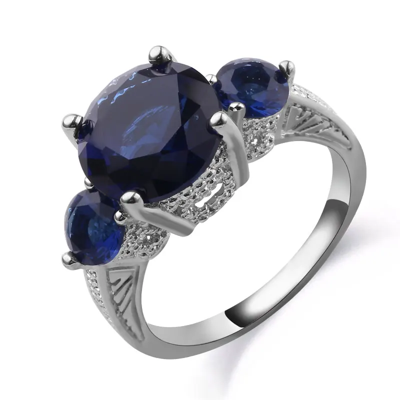 

New Collection Royal Green Round CZ Zircon Stone Rings Purple Finger Women Ring Wedding Jewelry Anniversary Accessories