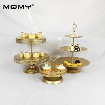 

3pcs Gold Wedding Wholesale Dessert Display 2 3 Tier Metal Cake Stand