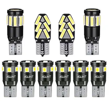 

AGLINT 10PCS T10 W5W CANBUS 194 168 LED Bulbs For Interior Lighting Position Reading License Plate Dome Trunk Light 6000k 12V