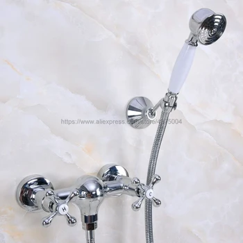 Bathroom Faucet Chrome Bath Faucet Mixer Tap With Hand Shower Head Shower Faucet Set Wall Mounted Nna279 oubini bathroom basin sink faucet shower set faucet with hand shower black water mixer tap faucets wall mounted telephone type