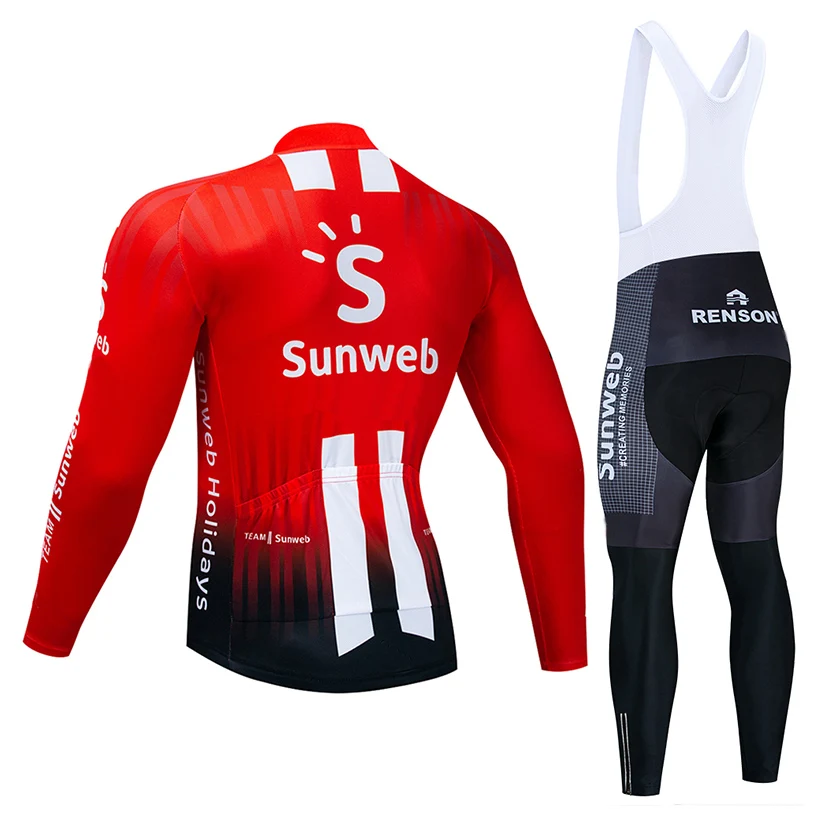 Красная велосипедная майка Sunweb 9D, комплект с нагрудником, MTB, форма, дышащая, одежда для велосипеда, быстросохнущая, велосипедная одежда, мужская длинная одежда для велоспорта