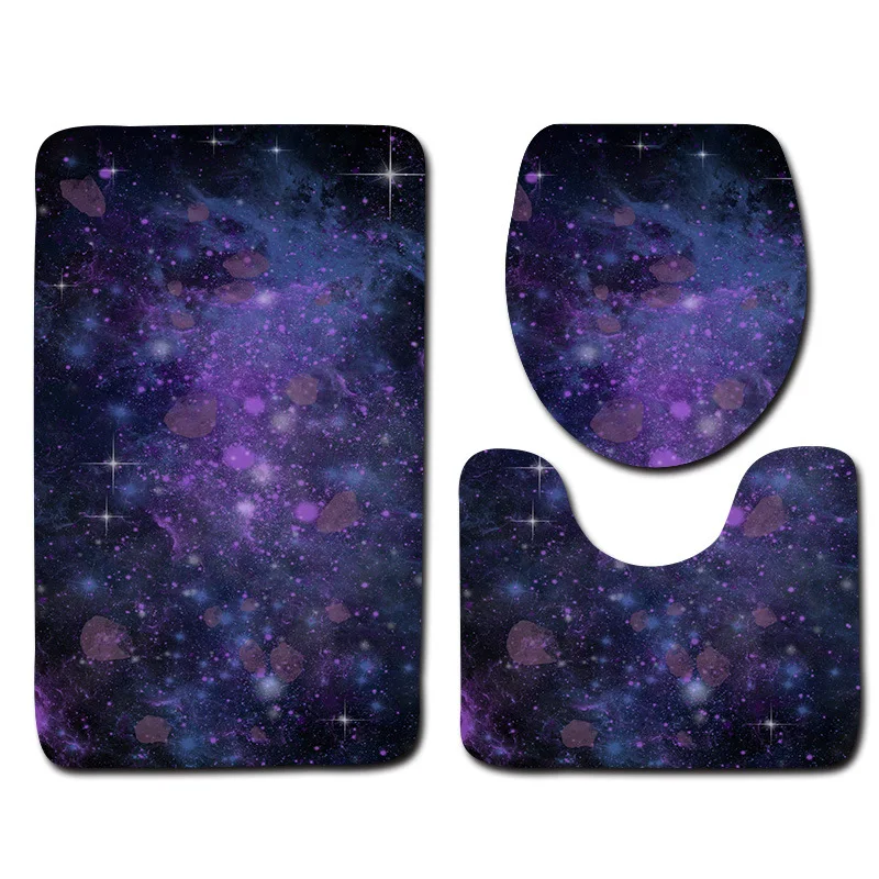 

Star Toilet Set Accessories 3pcs Carpet Bathroom Rug Non-slip Bath Mat Flannel Toilet Seat Covers Christmas Foot Blanket Doormat