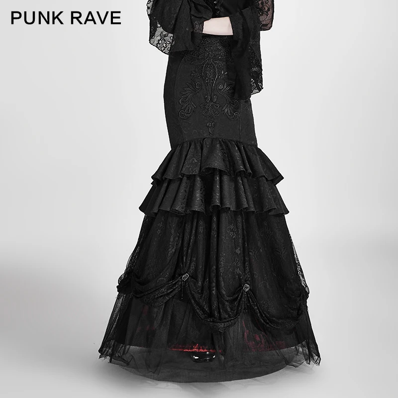 

PUNK RAVE Gothic Women Detachable Two-Wear Skirt Steampunk Vintage Sexy Skirt Evening Party Formal Hip Skirts