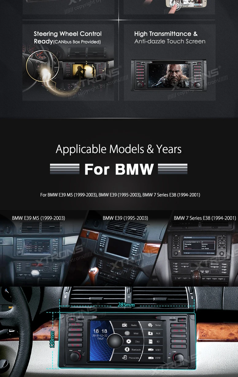 Excellent 7" Special Car DVD for BMW E39 M5 1999-2003 & BMW E39 1995-2003 & BMW 7 Series E38 1994-2001 with Android Mirror Link Support 2