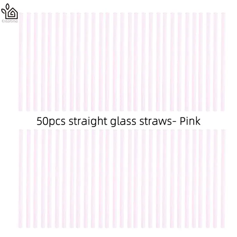 Entertime 50 шт./лот высокое боросиликатное стеклянные соломинки четкие прямые 20 см х 8 мм многоразовые трубочки для коктейлей, Чай, сок - Цвет: pink