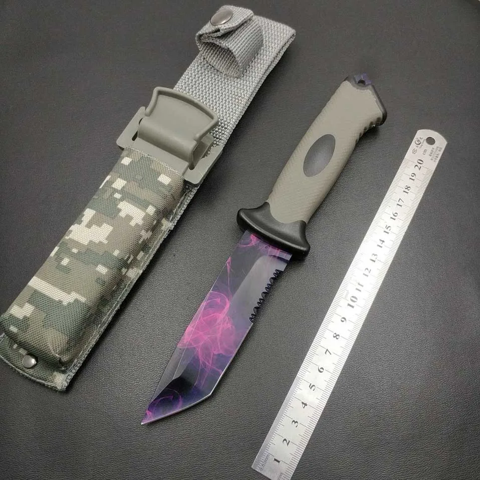 Swayboo CS GO Ursus нож тактические прямые охотничьи ножи фиксированное лезвие резиновый Походный нож допплер для выживания с оболочкой - Цвет: Sakura color