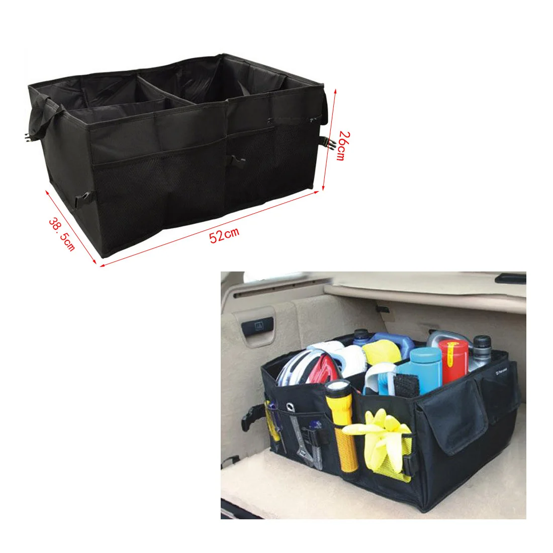 

Dewtreetali High Quality Auto Supplies Car Back Folding Storage Box Multi-Use Tools Organizer Car Portable Storage Bags Black