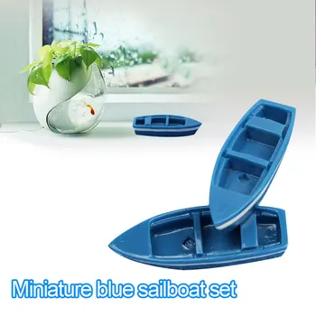 

Mini Boat Ornament Mini Boat Decoration Mini Boat Toys Resin Blue Home Decor Statues Exquisite Ornament Fishes Decoration Ship