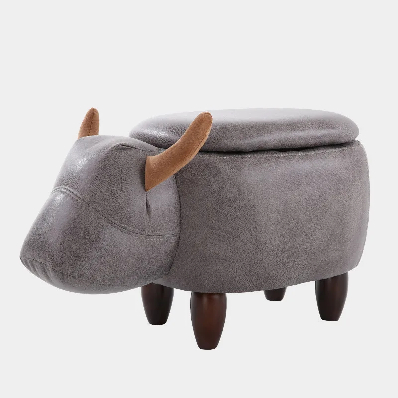 buy Multi Functional Upholstered Ride On Animal Ottoman Footrest Stool With Storage Animal Like Features Creative for Kids and Adult