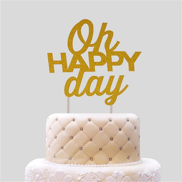 10pcs oh happy day birthday cake topper topo de bolo wedding cake