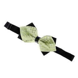 SAF 2016 NEW Light Green Chic Square Print Double-layeLight Green Grid Bow Tie For Men