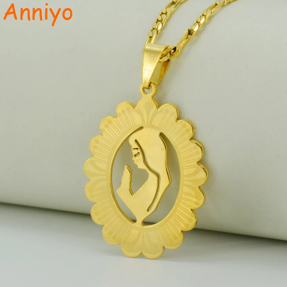 

Anniyo The Virgin Mary Pendant Necklaces Gold Color Mary Necklace Chain Catholic Church Jewelry Religion Gifts #001908