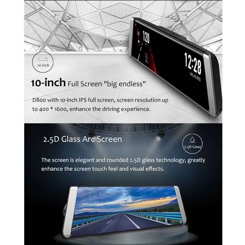 JADO D800 Car Dvr Stream Rearview Mirror Camera LDWS GPS Track 10 IPS Touch Screen Full HD 1080P Car Dvrs Recorder Dash cam