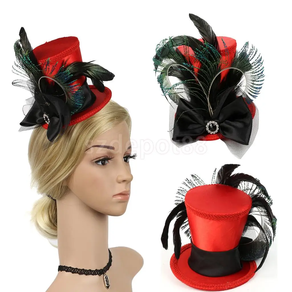 Flower Hair Clip Feather Small Mini Top Hat Fascinator Wedding Ascot Race Party
