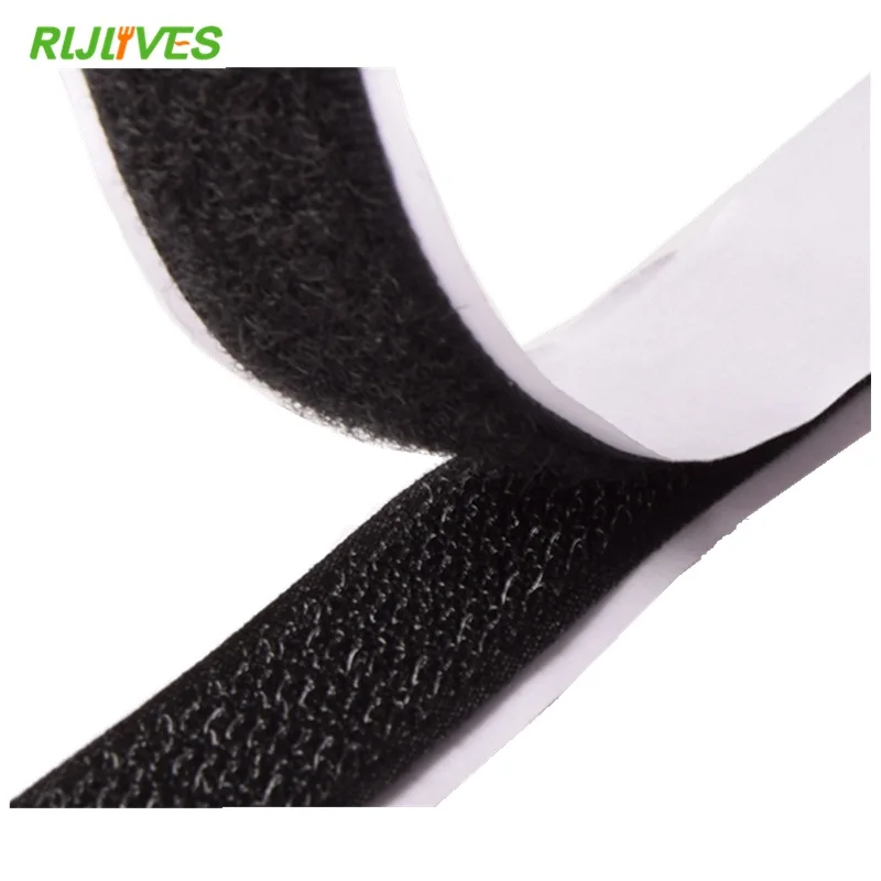

RLJLIVES 2 Rolls 2cm*1m Black Hook and Loop Self Adhesive Fastener Strong Tape Hook and Loop Tape adhesive