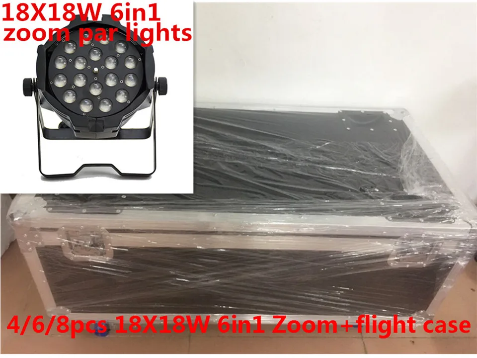4/6/8 pz 18x18 Вт Zoom Luci LED Par con 1 чехол rgbwa uv 6 в светодиодный par luce dj контроллер dmx luci led