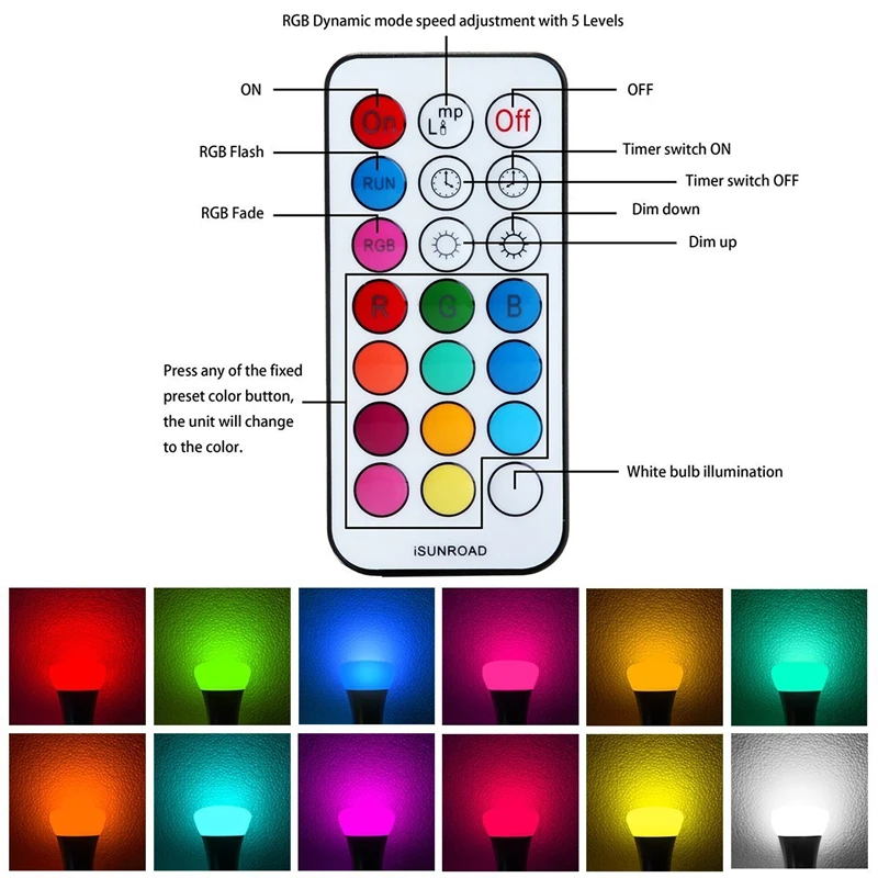 5 шт./лот RGB + белый rgbww Цвет R80 E27 светодиодные лампочки 10 Вт несколько Цвет с ИК Дистанционное управление lampara светодиоды AC 85-265 В LED