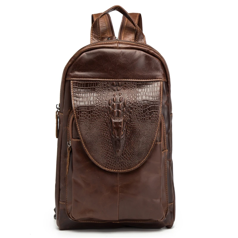 

Man Woman Backpack Genuine Leather Crossbody Shoulder Blosa Alligator Fashion Male Feminina Mochila Fashion Business Travel Gift