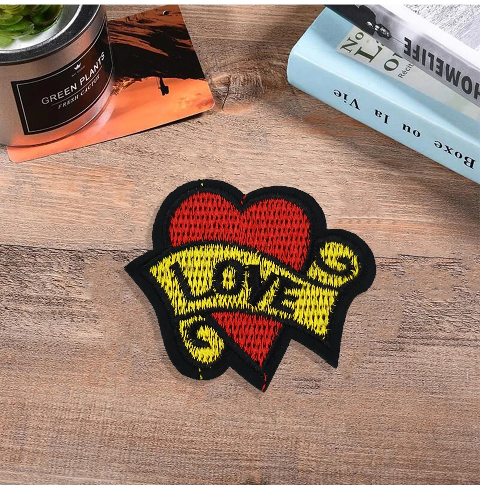 Iron Patches For Clothing Cat DIY Black Iron Embroidered Cat Patches Love Red Heart Patch 3D Sew On Badges For Clothes (10)