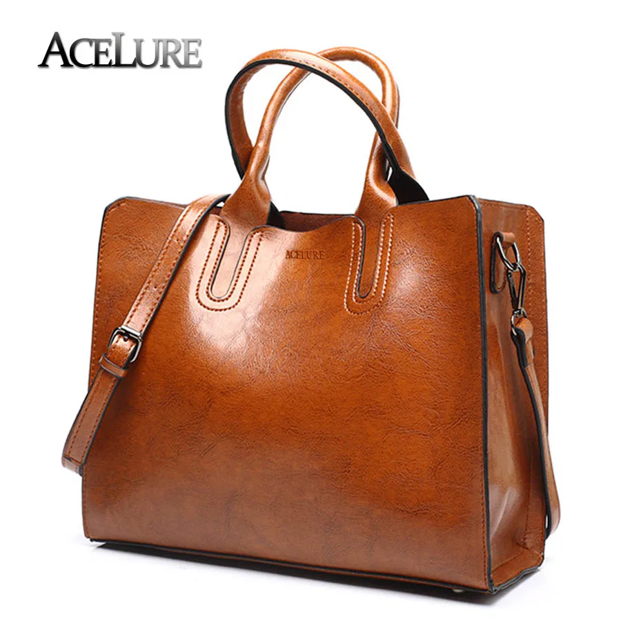 ACELURE Leather Handbags Big Women Bag High Quality Casual Female Bags Trunk Tote Spanish Brand ...