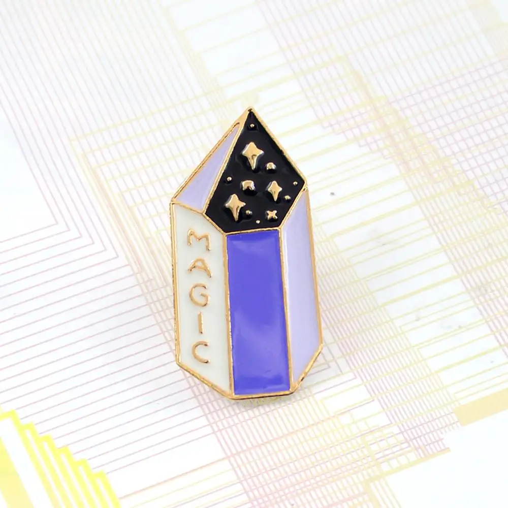 

Magic Crystal Star Twinkling Purple Pins Brooches Collar Accessories Starry Night Enamel Lapel Pin Badge Gift For Friends