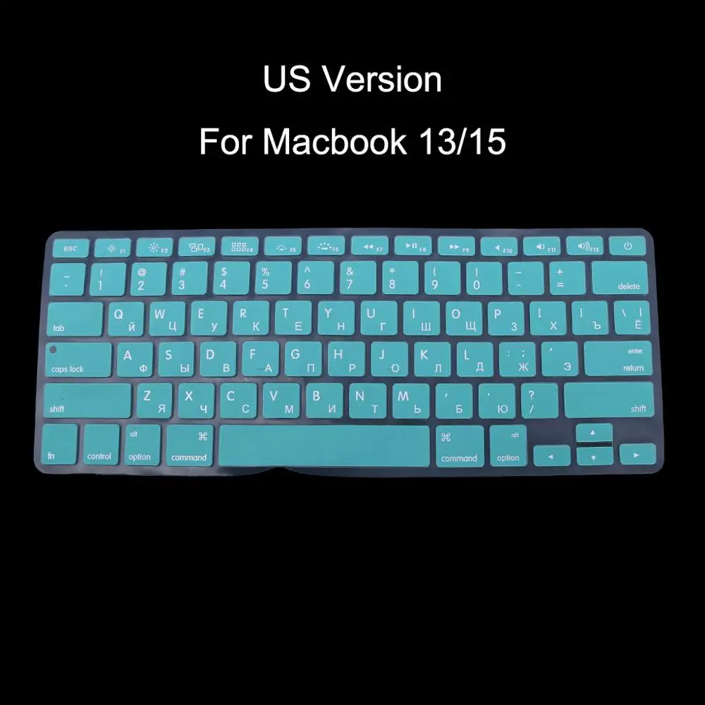 Skyblue Версия США русская Клавиатура силиконовый чехол для Apple Macbook Air Pro 13 15 - Цвет: Skyblue