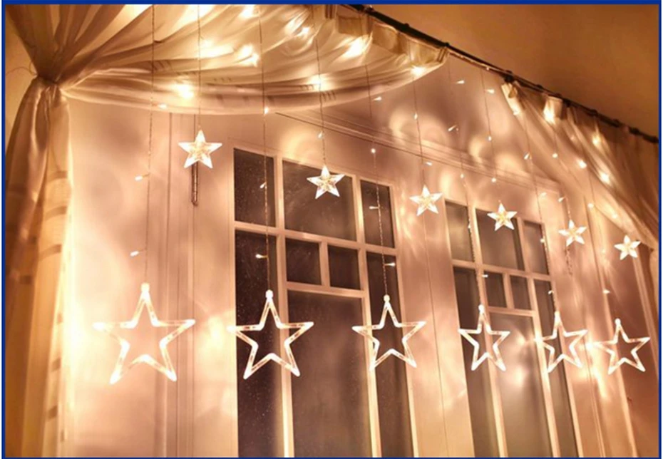 YINGTOUMAN светодиодный звезды мерцают свет 12 Светодиодный 2,5 м Отдых освещения дома Рождество Рождественские украшения световая завеса строки