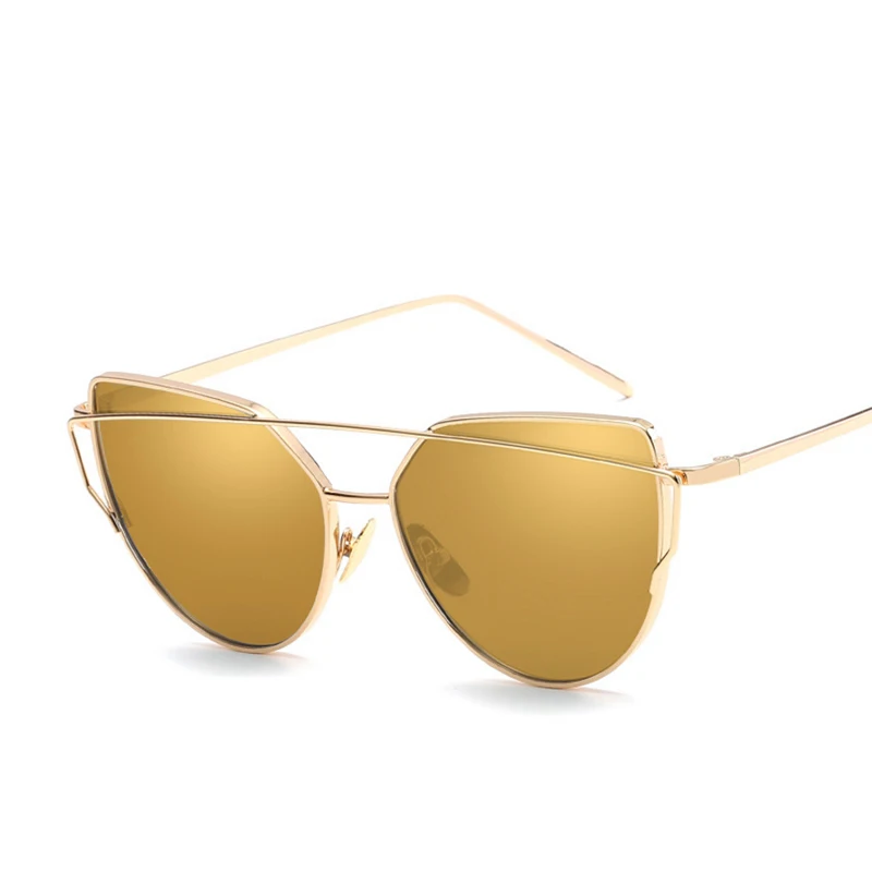Бренд Evrfelan, солнцезащитные очки для женщин, солнцезащитные очки «кошачий глаз», мужские зеркальные солнцезащитные очки, мужские очки, Женские винтажные Золотые очки - Цвет линз: gold gold