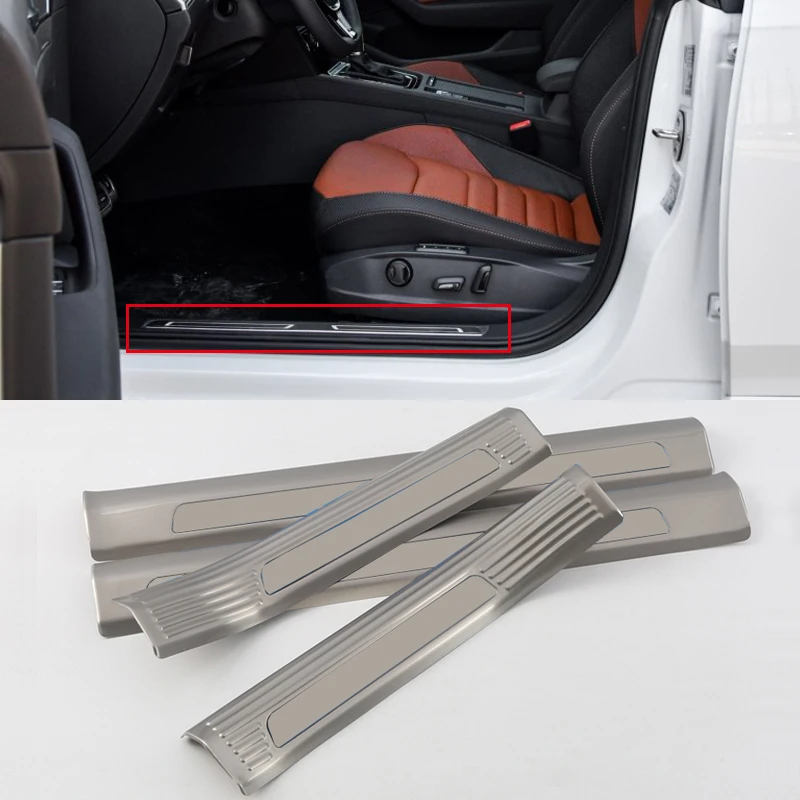 Car Styling Interior Car Door Sill Plate Panel Cover Trim 4pcs