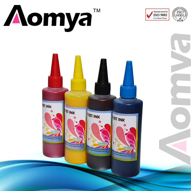 Aomya 4 Colors Ink Refill Kits 4X100ml Bulk Ink for Canon all series Pigment Based Waterproof & CISS B C M Y