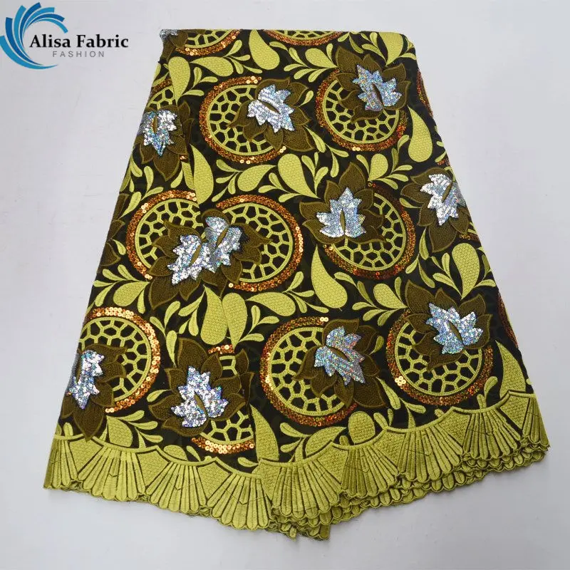 

African Cotton Lace Fabric 2018 High Quality Lace Swiss Lace Embroider with Sequins Swiss Lace Material for African parties