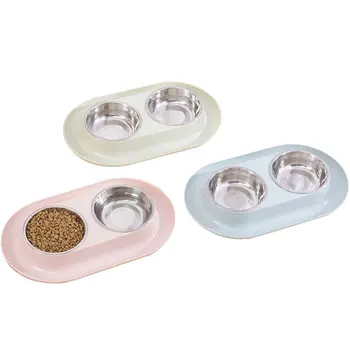 

Stainless Steel Double pet Bowl Water and food Travel Feeder Bowls dispenser dish for dog cat
