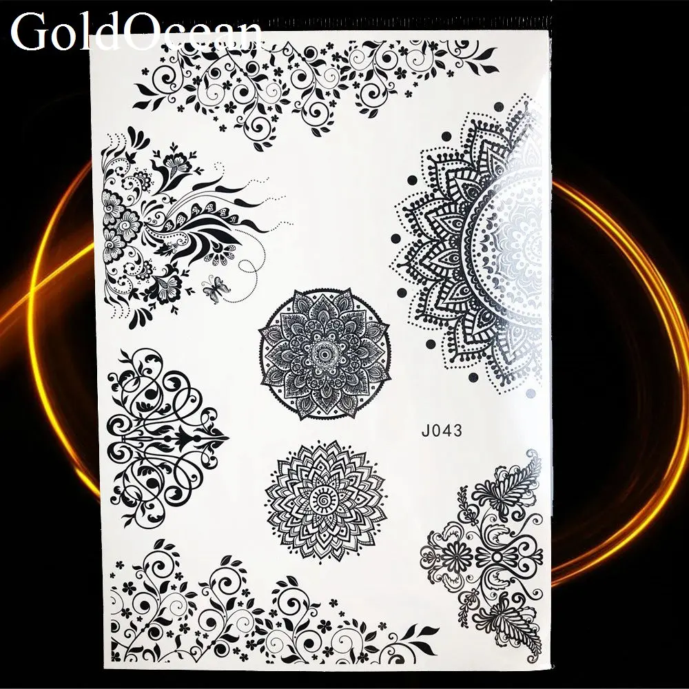 Одноразовые черные серьги Henna Mandala водостойкая тату наклейка для девушек на шею