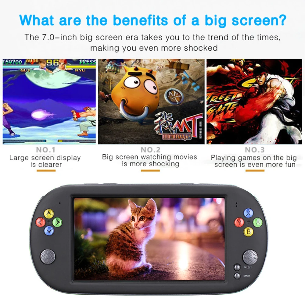 

Video Game Console 7 inch Handheld Game Console Portable MP4 Gamepad Built in 80 games for FC/GB/ GBC/GBA/CPS Game format