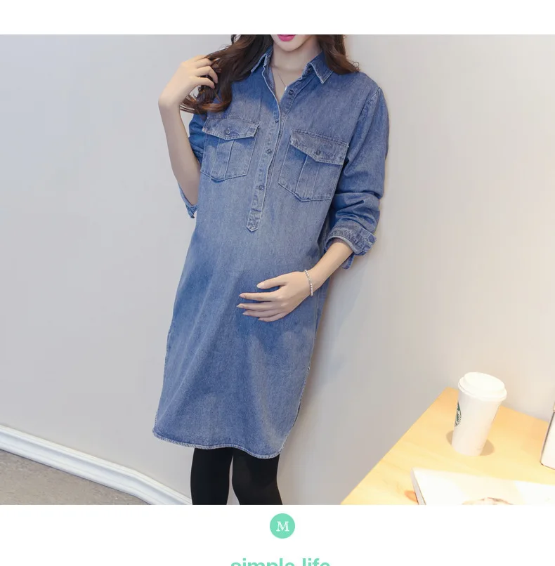 Fdfklak Новая повседневная одежда для беременных рубашка для беременных джинсовые рубашки с длинными рукавами женская одежда для беременных топы для беременных