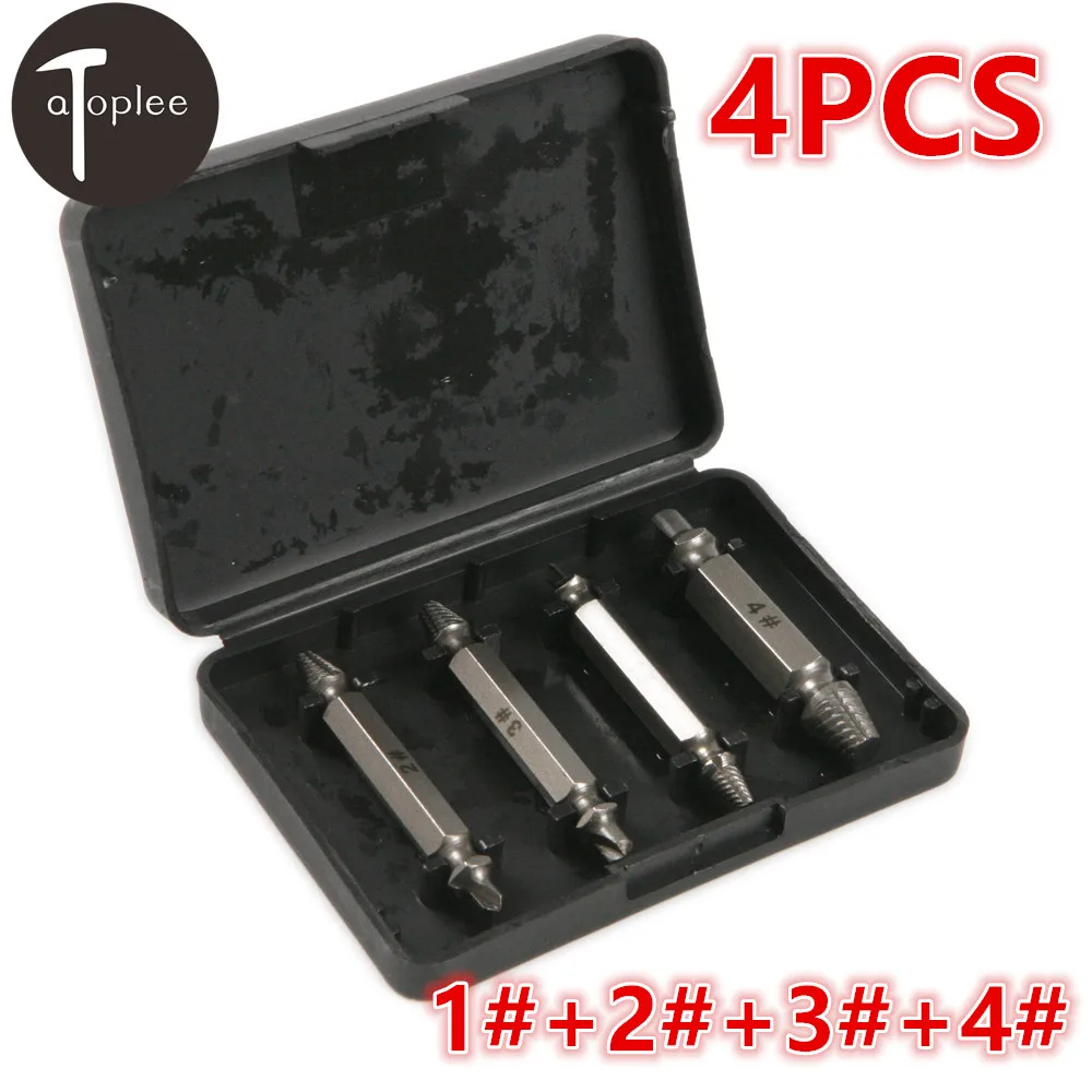4pcs 1+2+3+4 Screw Extractor Drill Bits Guide Set Alloy steel