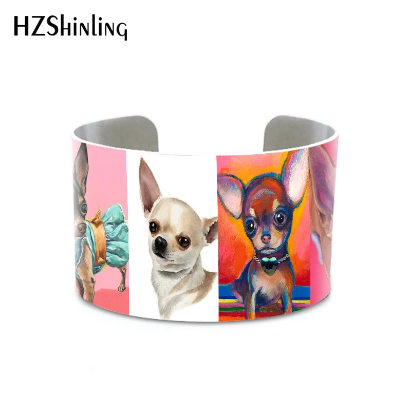 

2019 Lovely Chihuahua Dog Cuff Bracelet Dog Lovers Metal Bangle Adjustable Cuffs Hand Craft Jewelry
