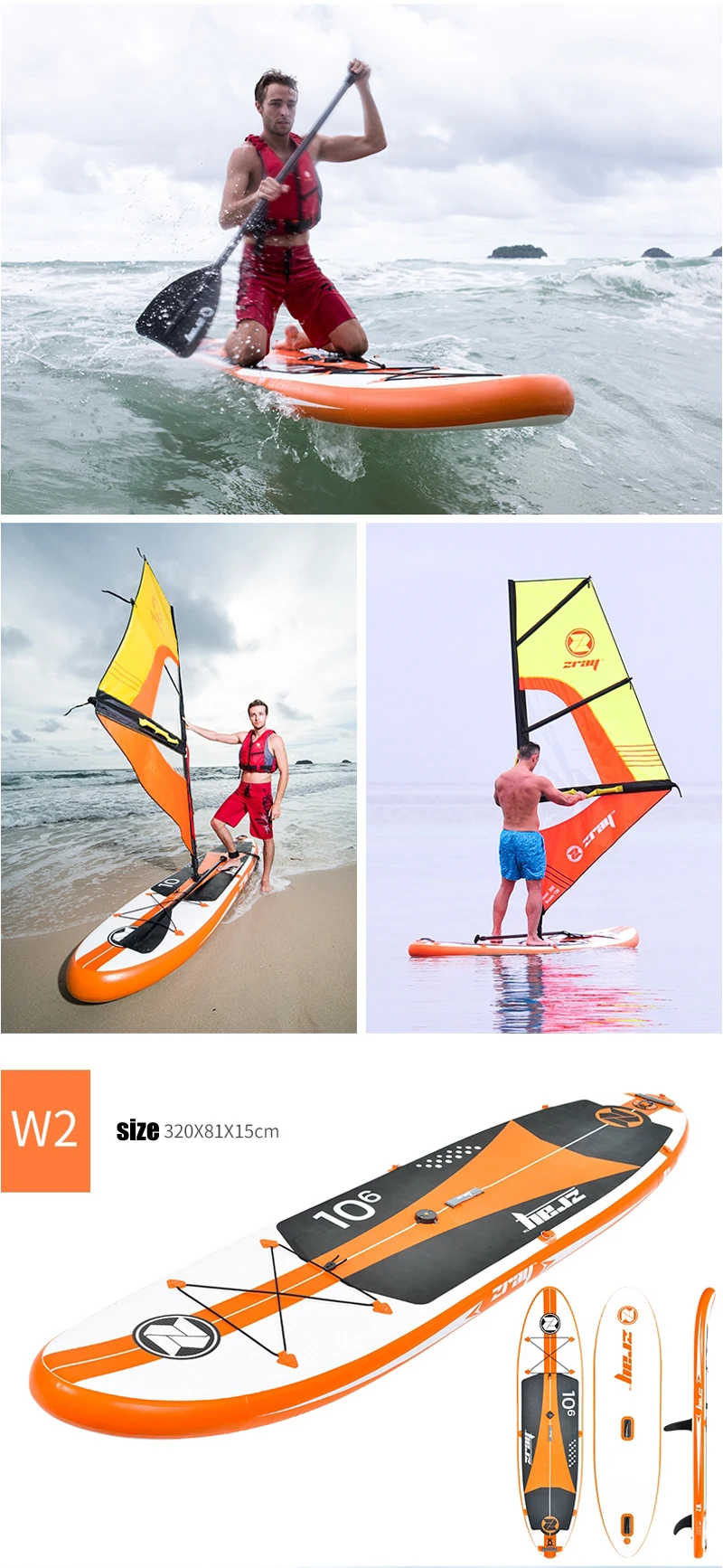 ZRAY W2 Pro Premium Windsurf 10.6 SUP Board Stand Up Paddle Surfboard