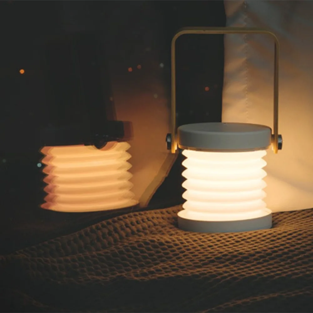 

Creative wooden handle portable lantern lamp telescopic folding led table lamp charging night light reading lamp